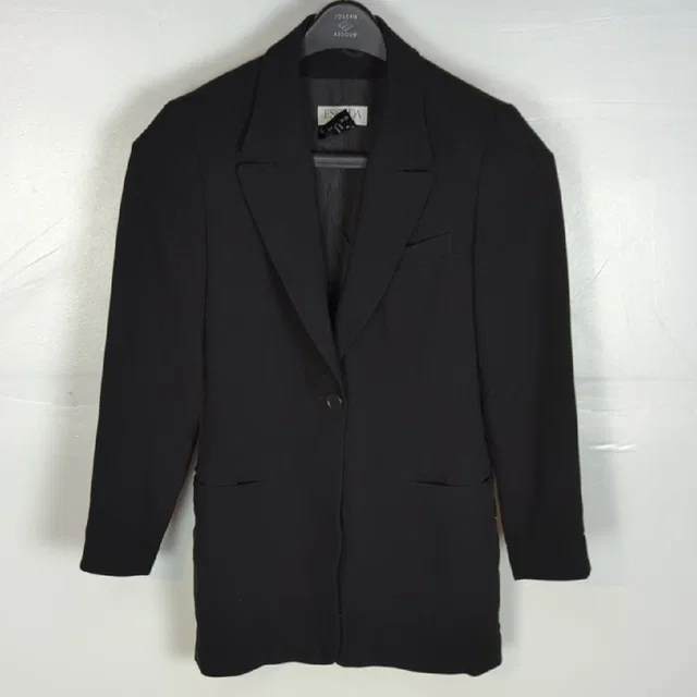 Escada Long Line, Single Button Blazer in black from Poshmark