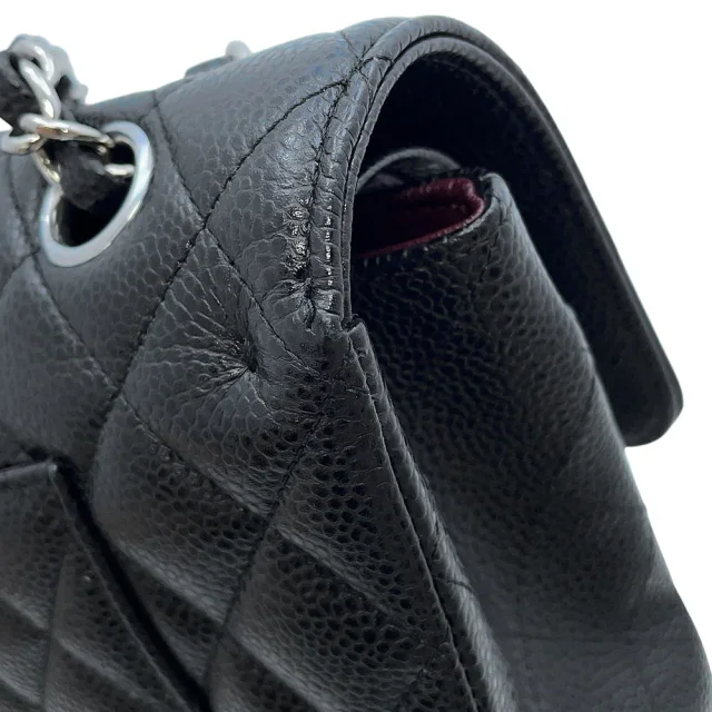 Chanel Matelasse W Flap ChainShoulder Bag BlackA01112 Caviar Leather Size 25 in Caviar leather from GALLERY RARE, photo 13 of 19