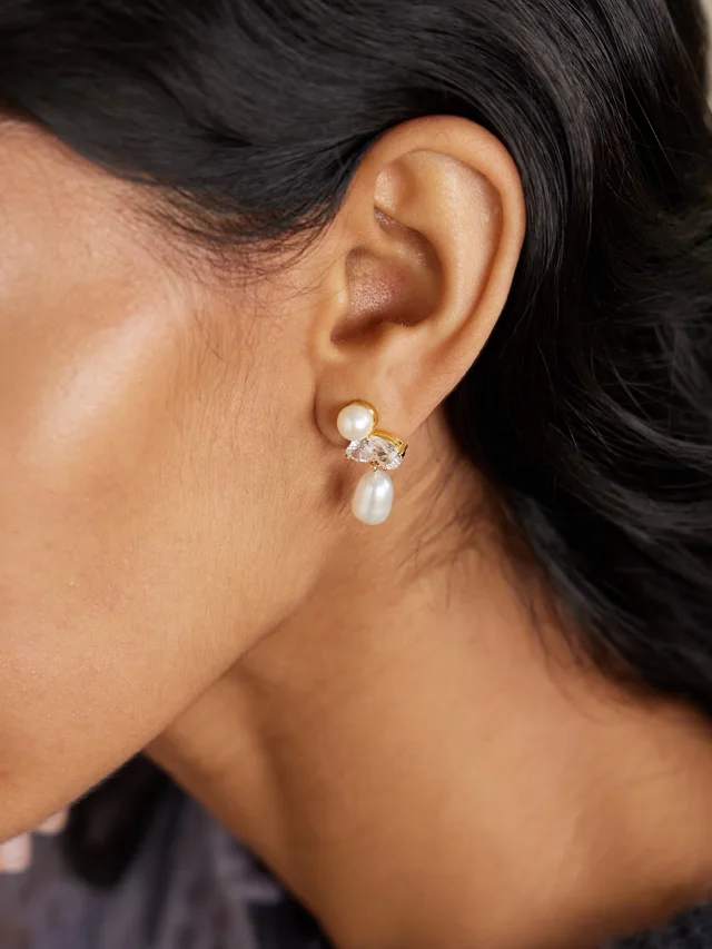 COMPLETEDWORKS Infinity's Reversal recycled gold vermeil, cubic zirconia and pearl earrings in Metallic, photo 2 of 2 from NET-A-PORTER (Canada)