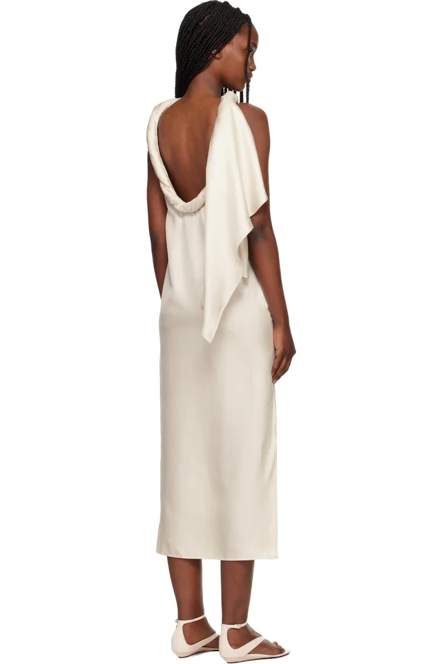 Loulou de Saison Off-White Susan Twisted Collar Maxi Dress, photo 3 of 4 from SSENSE
