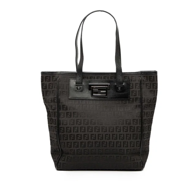 Brown Fendi Zucchino Canvas Tote in Brown Canvas from Designer Revival