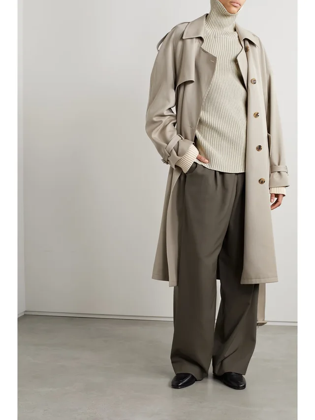 THE ROW Dua two-tone ribbed cotton and cashmere-blend sweater in Beige, photo 2 of 2 from NET-A-PORTER (Canada)