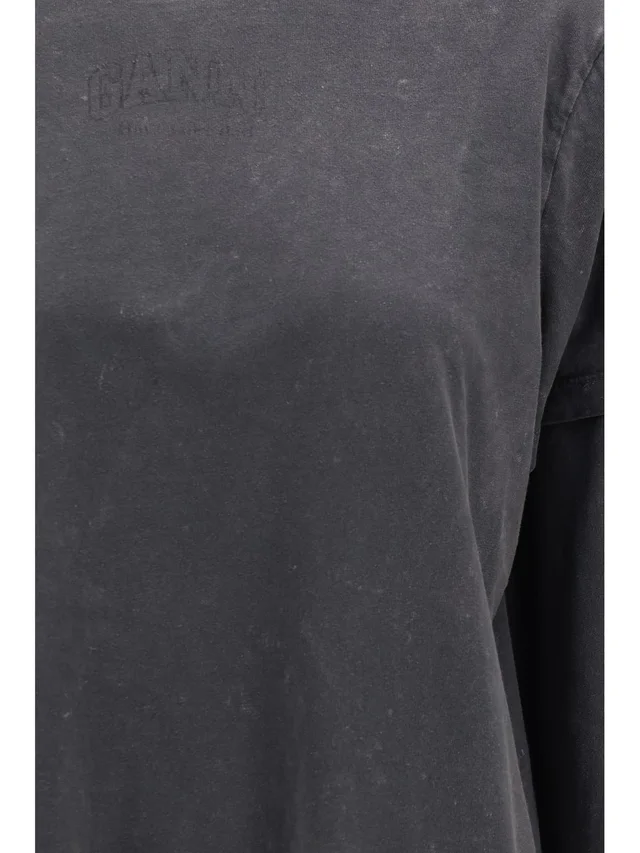 Ganni logo-print layered-sleeve T-shirt, photo 2 of 2 from SENSER