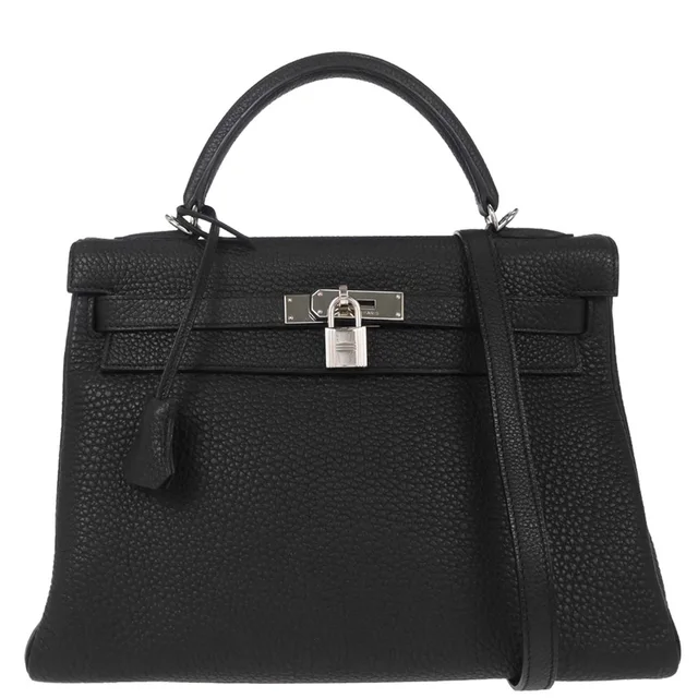 Hermès Black Togo Kelly 32 Retourne 2way Shoulder Handbag in Black Togo leather from AMORE Vintage Tokyo