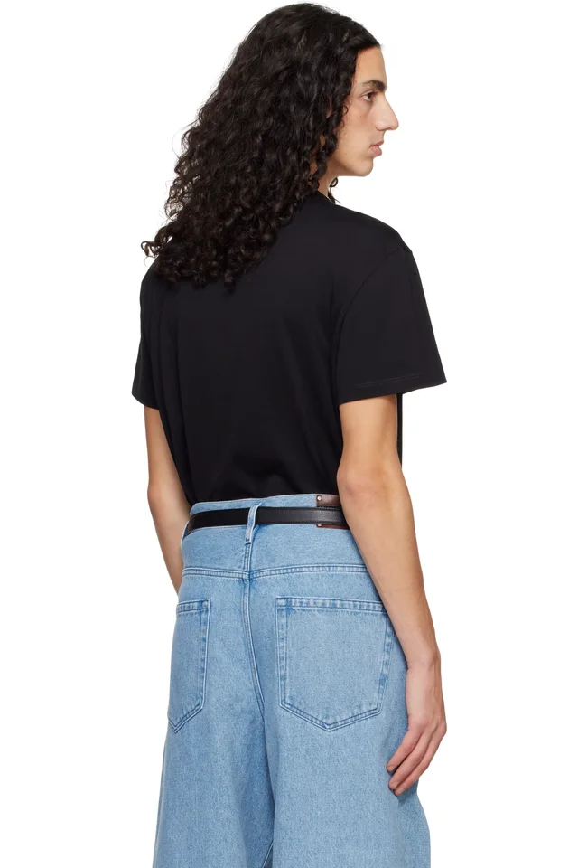 Maison Margiela Black Distorted Logo T-Shirt, photo 3 of 5 from SSENSE
