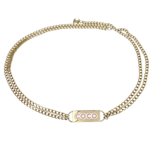 Chanel Rhinestone Chain Belt Gold 02P in Gold from AMORE Vintage Tokyo
