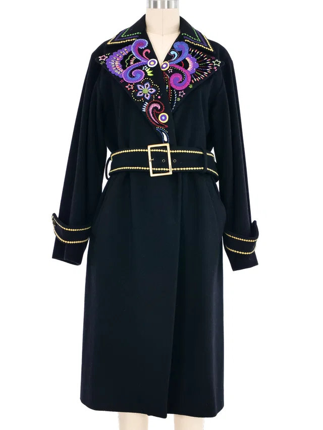2002 Gianni Versace Embroidered Wool Overcoat in Wool from Arcade Vintage