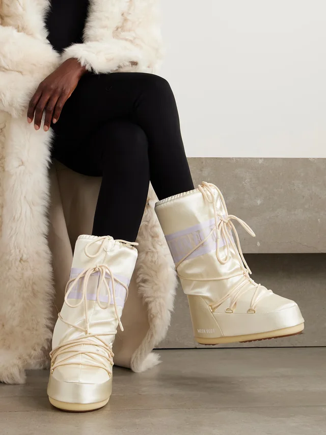 MOON BOOT Icon Pearly satin and PVC snow boots in Beige, photo 2 of 2 from NET-A-PORTER (Canada)