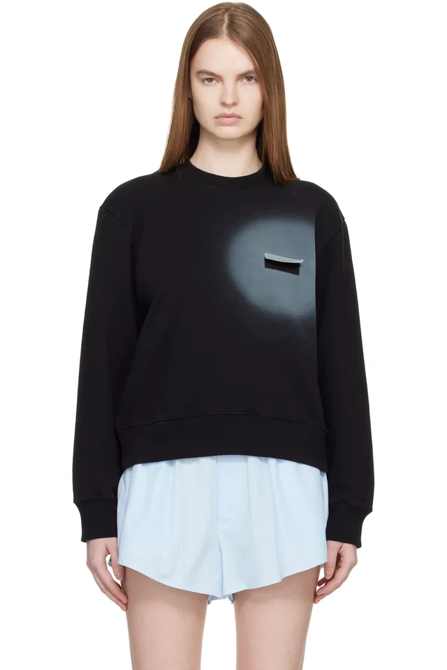 MM6 Maison Margiela Black Unbrushed Cotton Sweatshirt, image 1 of 1 from SSENSE