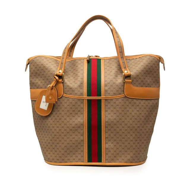Brown Gucci Micro GG Supreme Web Tote in Brown Coated canvas from Designer Revival
