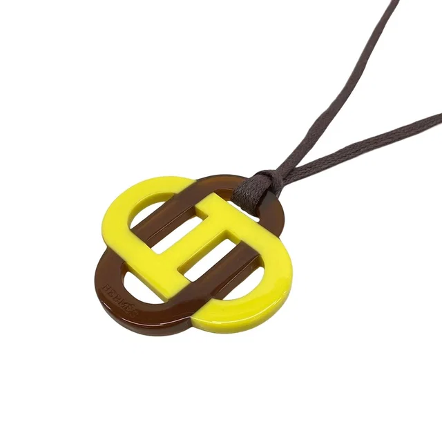 Hermès Necklace Isatis Cotton Yellow Dark Brown in Brown from The Reluxe