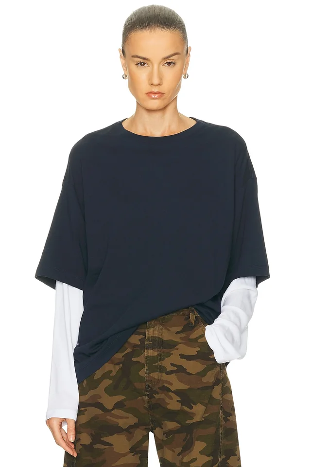 GRLFRND Layered Long Sleeve Tee in White from FWRD, photo 1 of 1