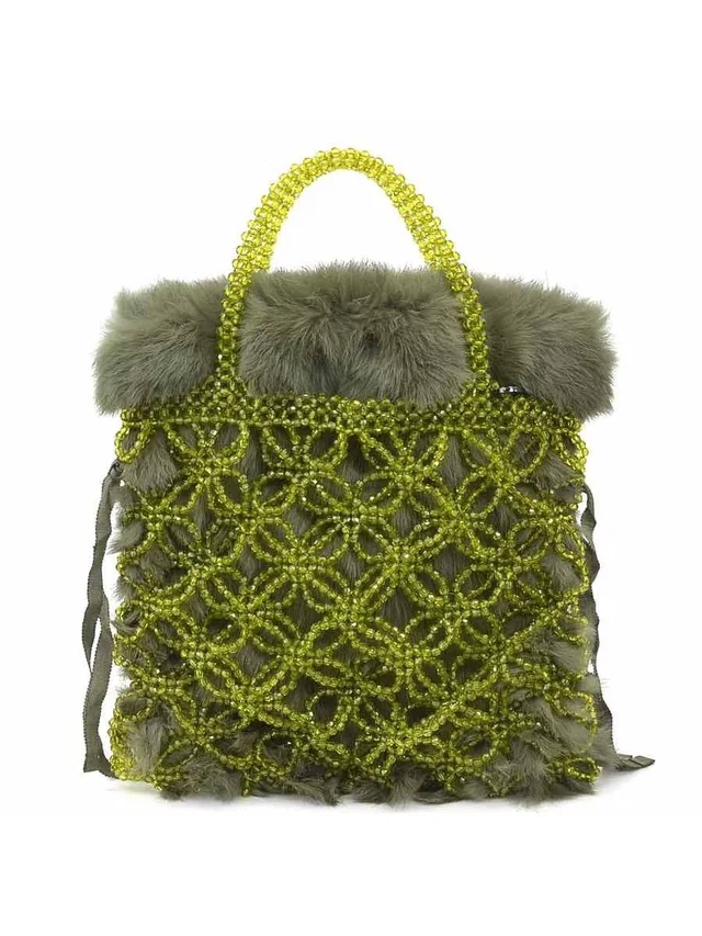 Anteprima Handbag Khaki Beads/Fur #303070a14b in green from Poshmark