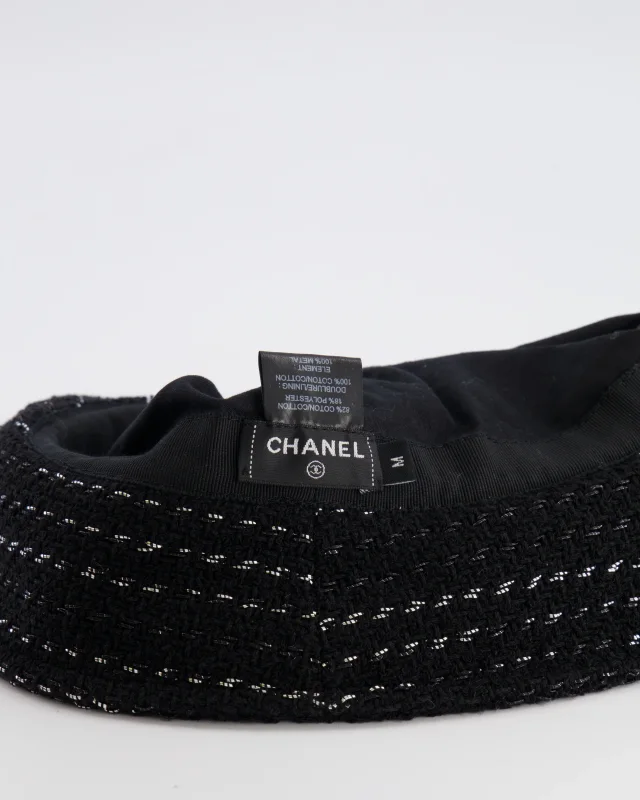 Chanel Black and Silver Tweed Bucket Hat with Black CC Logo Size M in Black Tweed from Sellier, photo 5 of 5
