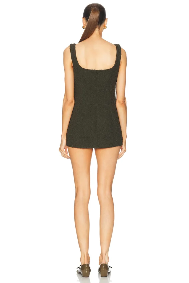 Toteme Square Neck Boucle Dress in Green, photo 2 of 2 from FWRD