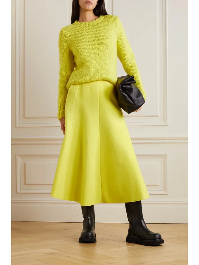 GABRIELA HEARST Maureen recycled-cashmere midi skirt in Yellow, photo 2 of 2 from NET-A-PORTER (Canada)