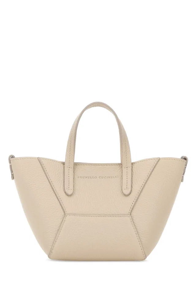Brunello Cucinelli Leather Tote Bag — Beige in Beige Leather from HEWI