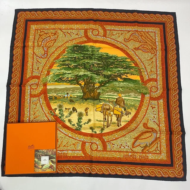 Hermès Carre 90 Under The Cedar Sous le Cedre Silk Scarf Multicolor in Multicolor Silk from The Reluxe