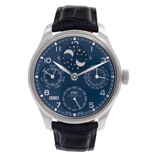 Unused IWC Portuguese Perpetual 44mm iw503401 in White Gold from Gray And Sons
