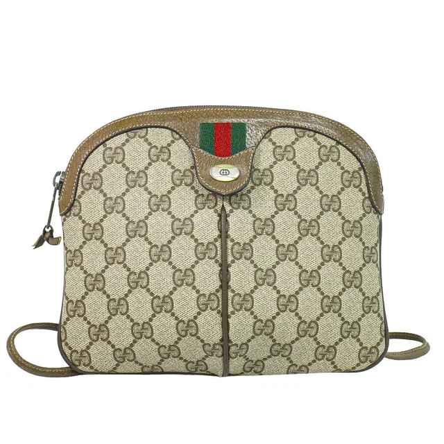 Gucci Sherry Line GG Supreme Shoulder Bag Pochette Beige Shelly in Beige Leather from The Reluxe