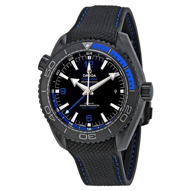 Omega Seamaster Planet Ocean GMT Black Dial Mens Watch 215.92.46.22.01.002 in blue|black Nylon from Jomashop.com