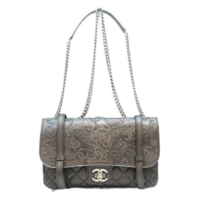 Chanel Black Calfskin S Paris Dallas Studs Buckle Flap Shoulder Bag in Black Calfskin from The Reluxe