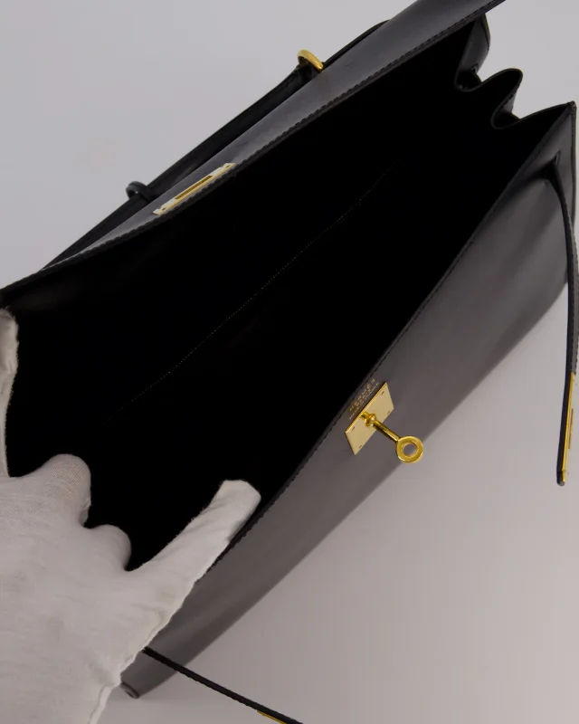 Hermès Vintage Kelly 35 Sellier Bag in Black Box leather from Sellier, photo 19 of 22