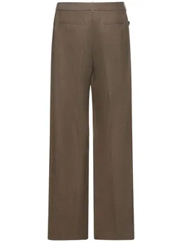 Peter Do Wide-leg trousers with pleats in 53% Polyester, 43% Virgin Wool, 4% Elastane, photo 4 of 9 from LUISAVIAROMA