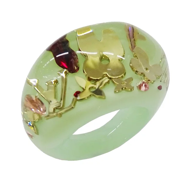 Louis Vuitton Ring Resin Bague Ankle John Green Medium Large Pale in Green Resin from The Reluxe
