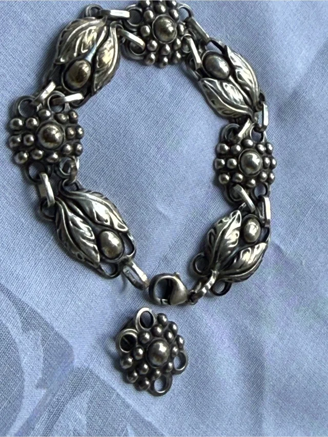 Vintage 1940s Georg Jensen Usa Sterling Leaf & Berries Bracelet W/ Extra Link in silver|gray from Poshmark