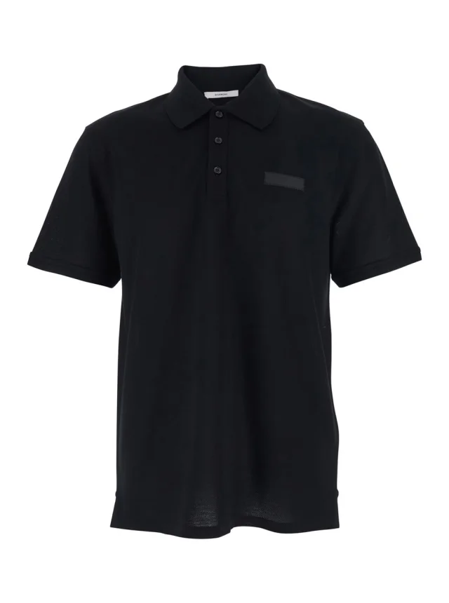 Black Polo Shirt with Logo Patch on the front in cotton for Men in Black, image 1 of 1 from Gaudenzi Boutique