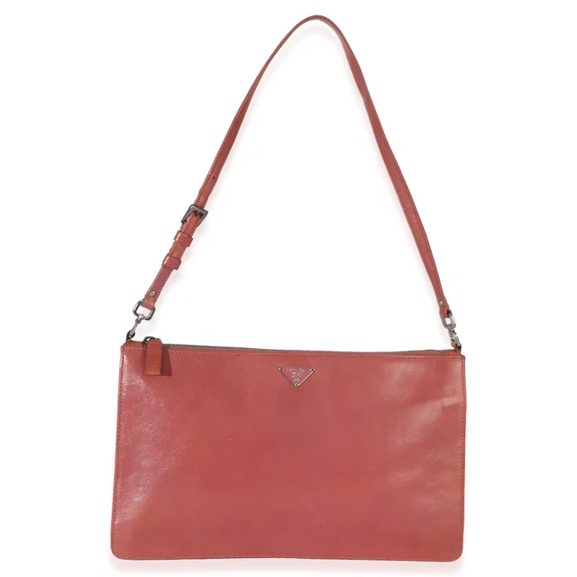 Prada Vintage Pink Bufalino Chic Pochette Leather Handbag in Pink Leather from HEWI