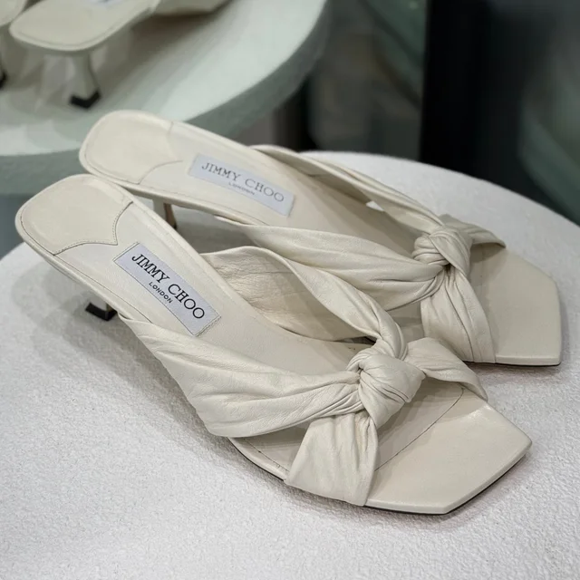 Jimmy Choo Ivory High Sandals Size 42 in White Leather from Revivre Luxury Consignment