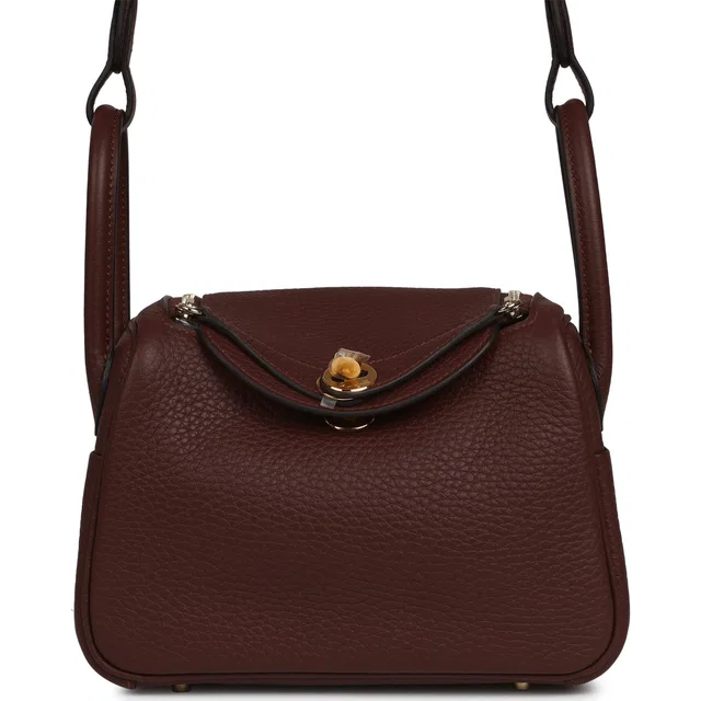 Hermès Mini Lindy II Terre Clemence Gold Hardware in Clemence leather from Madison Avenue Couture