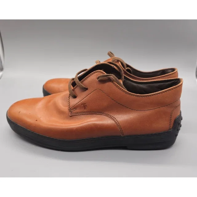Tod's Lace Up Classic Brown Leather Oxford Vitbram Sole Men's Dress Shoes Sz 9.5 in brown|red Leather from Poshmark