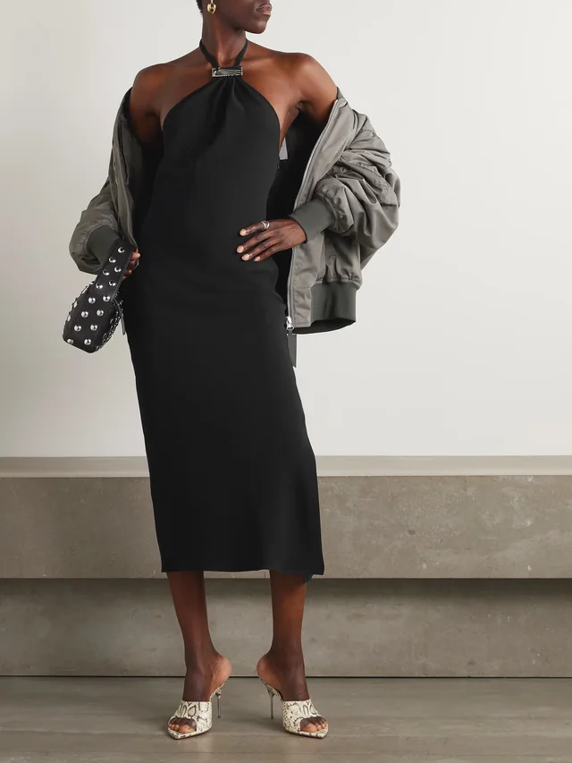 THE ATTICO Halterneck crepe midi dress in Black, photo 2 of 2 from NET-A-PORTER (Canada)