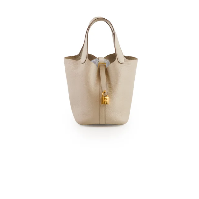 Hermès Picotin 18 Craie K Stamp in White Clemence leather from The Purse Affair