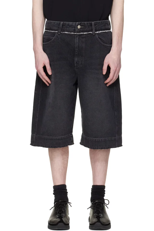 RE;CODE Black Raw Edge Denim Shorts from SSENSE, photo 1 of 1