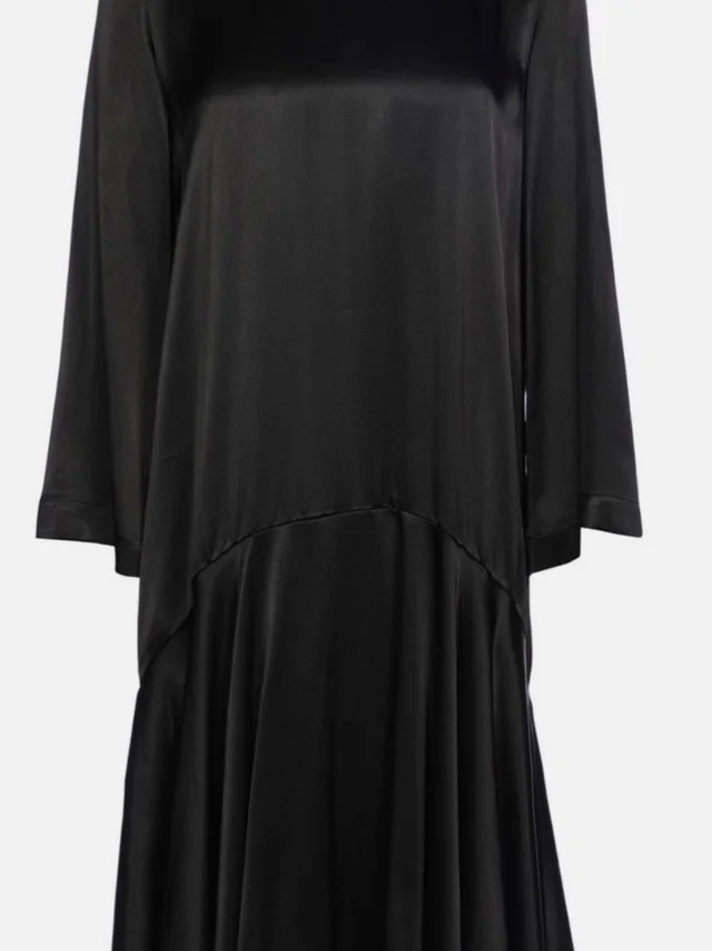 GANNI Satin Long Sleeve Tunic Top in black Satin from Poshmark