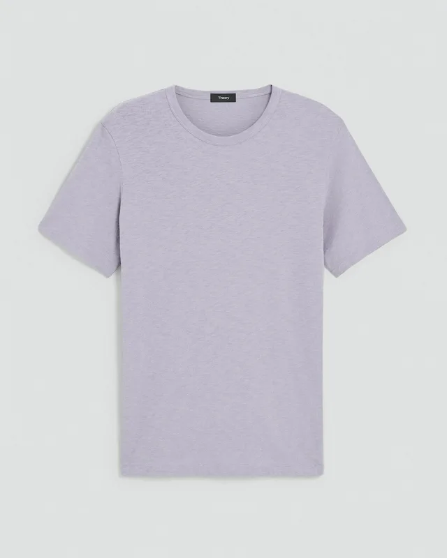 Theory Essential Tee in Cosmos Slub Cotton in GRAY LILAC 100% Cotton, photo 8 of 12 from Theory