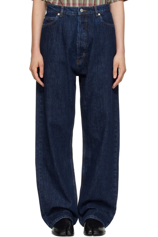 Navy Marylbone Straight Leg Jeans, image 1 of 1 from SSENSE