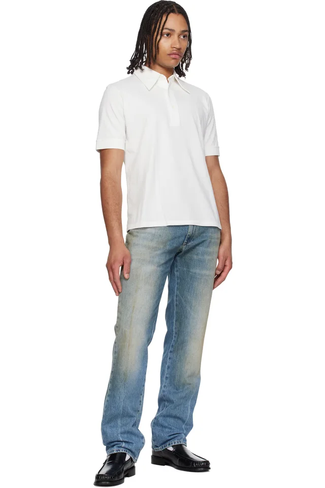 MM6 Maison Margiela Off-White Embroidered-Logo Polo, photo 4 of 4 from SSENSE