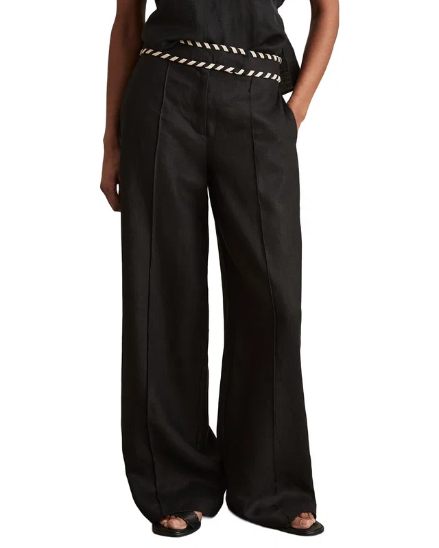 Reiss Fawn Waistband Linen Wide Leg Trouser, image 1 of 1 from Rue La La