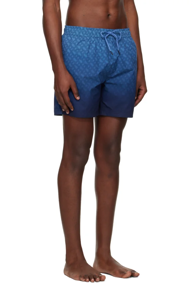 BOSS Blue Logo-Badge Swim Shorts, photo 2 of 2 from SSENSE