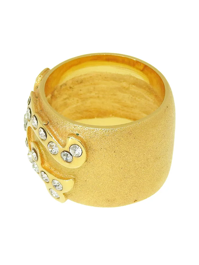 Saint Laurent Rhinestone Logo Ring #53 Gold in Gold from VINTAGE QOO TOKYO, photo 2 of 2