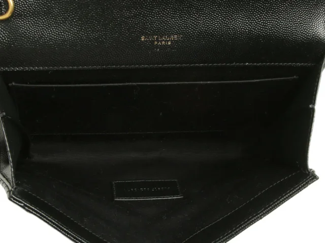 Saint Laurent Black Grain de Poudre Matelassé Cassandre Flap Pouch in Black Leather from Ann's Fabulous Finds, photo 8 of 9
