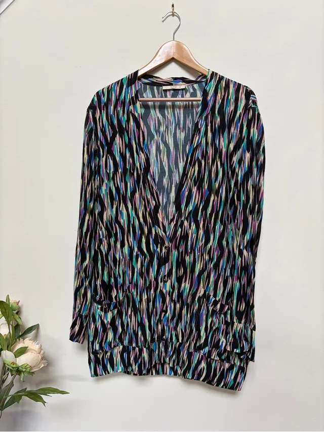 Etro Made In Italy Abstract Print Viscose Duster Jacket Size Ita 44 L in green|black from Poshmark