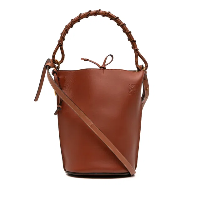 Brown LOEWE Calfskin Anagram Gate Bucket Bag Satchel in Brown Calfskin from Designer Revival