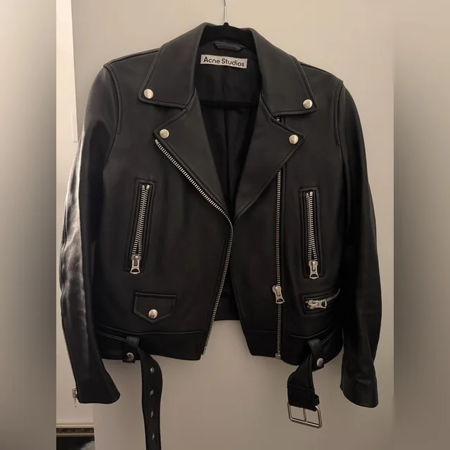 Acne Studios Leather Moto Jacket With Silver Hardware in black Leather from Poshmark, photo 2 of 3