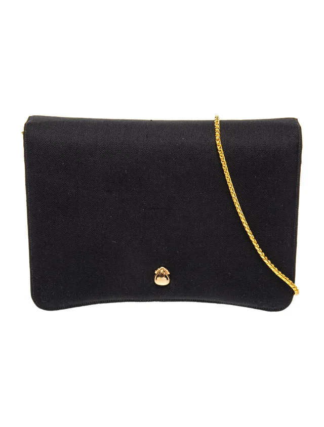Judith Leiber Canvas Clutch in black Canvas from The RealReal